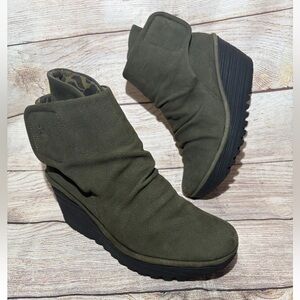 Fly London Olive Green Wedge Shoes